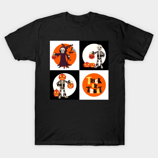 Skeleton Squad on Trick or Treating Patrol T-Shirt by TJWDraws